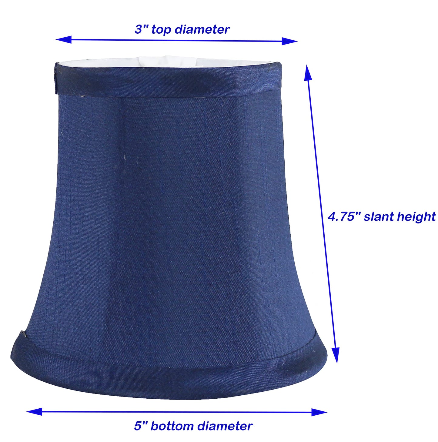 MERIVILLE Set of 5 Blue Faux Silk Chandelier Lamp Shades, Softback Bell Shape, Clip-On Fitter, 3.5in x 5in x 4.75in