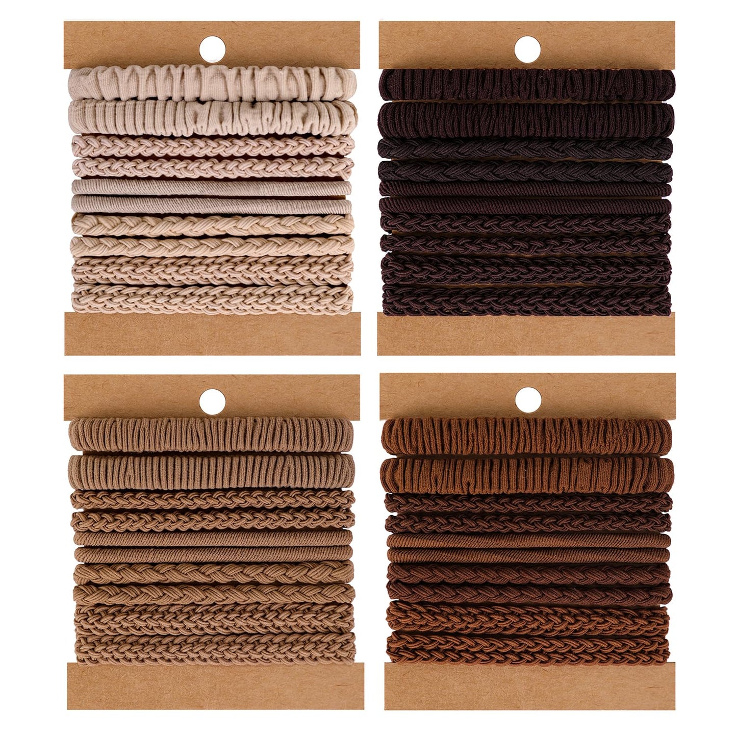 Pony tails hair ties for thick or thin hair, no damage,black,white strong bands for women or girl, Boho 40pcs,elastics hairtyes
