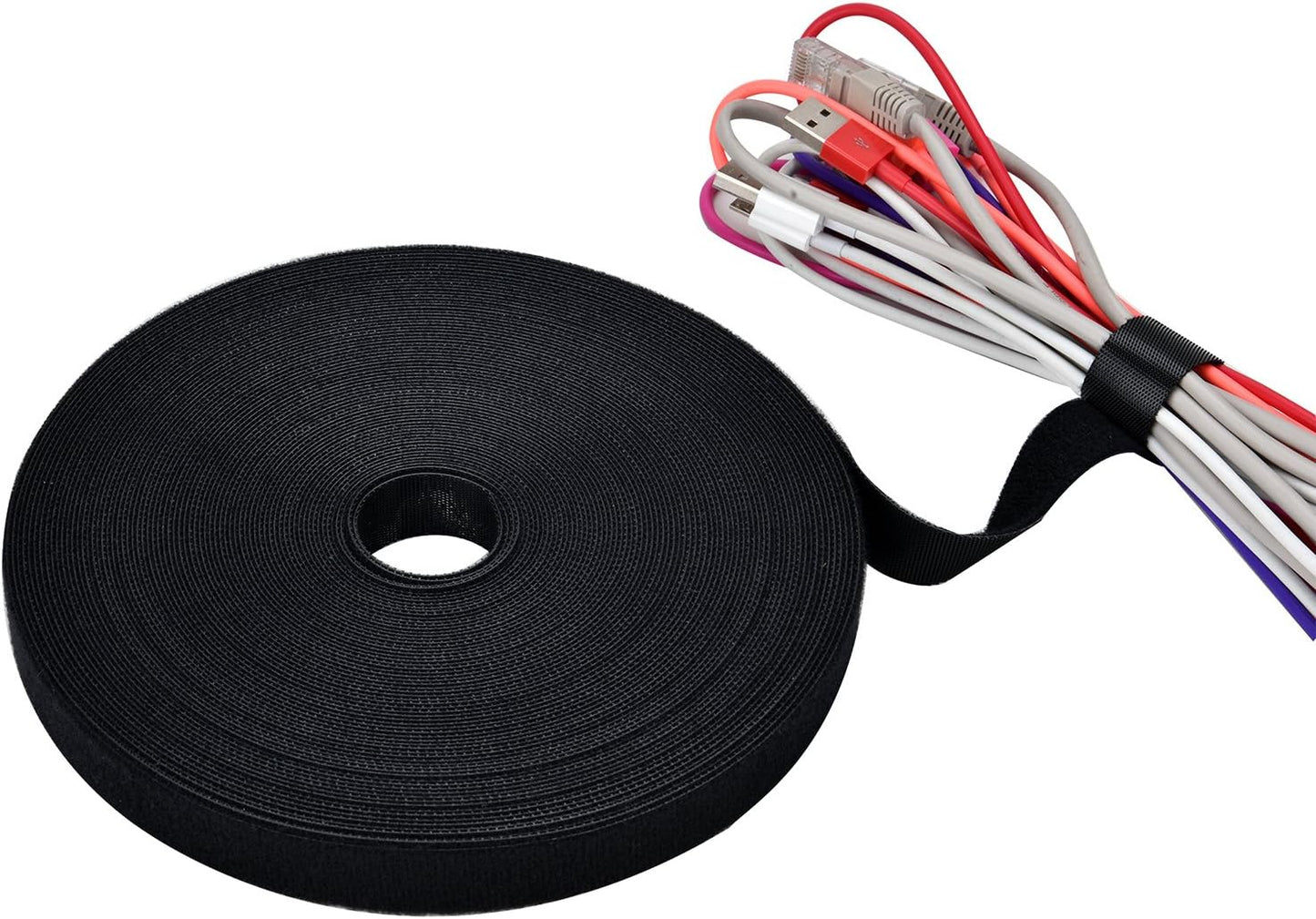 Pasow fastening tape Cable Tie Double Side Nylon Power Wire Management 3/4Inch 1 Roll Hook (25 Yards, Style 2)