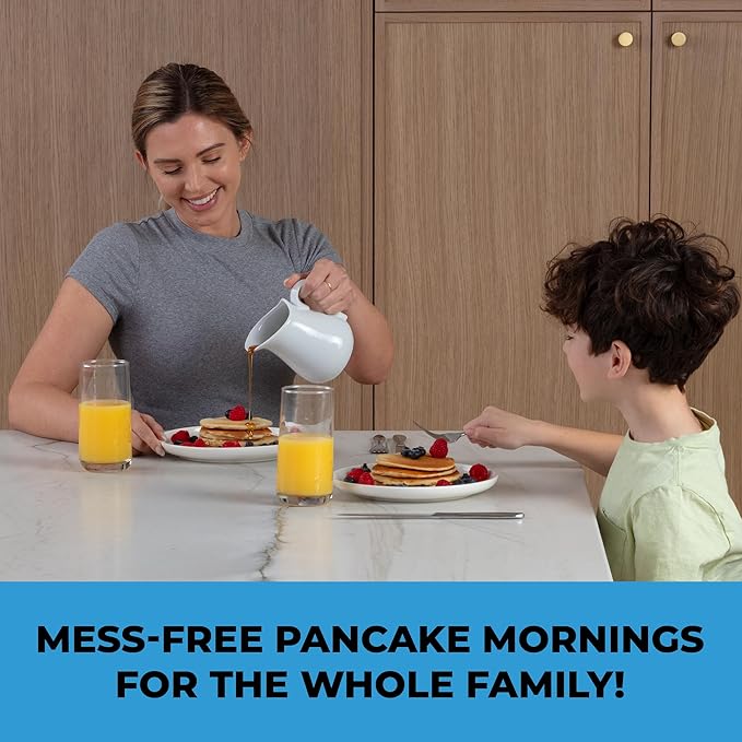KPKitchen Pancake Batter Dispenser - Kitchen Must Have Tool for Perfect Pancakes, Cupcake, Waffle, Muffin Mix - White Elephant Gifts for Adults - Pancake Griddle Maker with Measuring Label (Purple)
