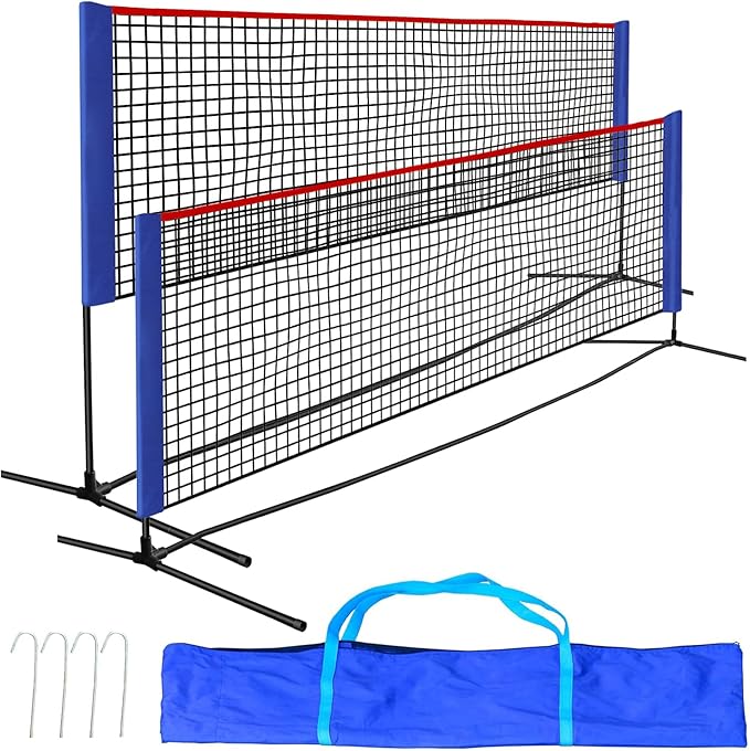 PGL 10x3FT Badminton Net - Foldable Extendable Poles for Multiple Sports Heights - Ideal for Tennis Pickleball -Portable a...