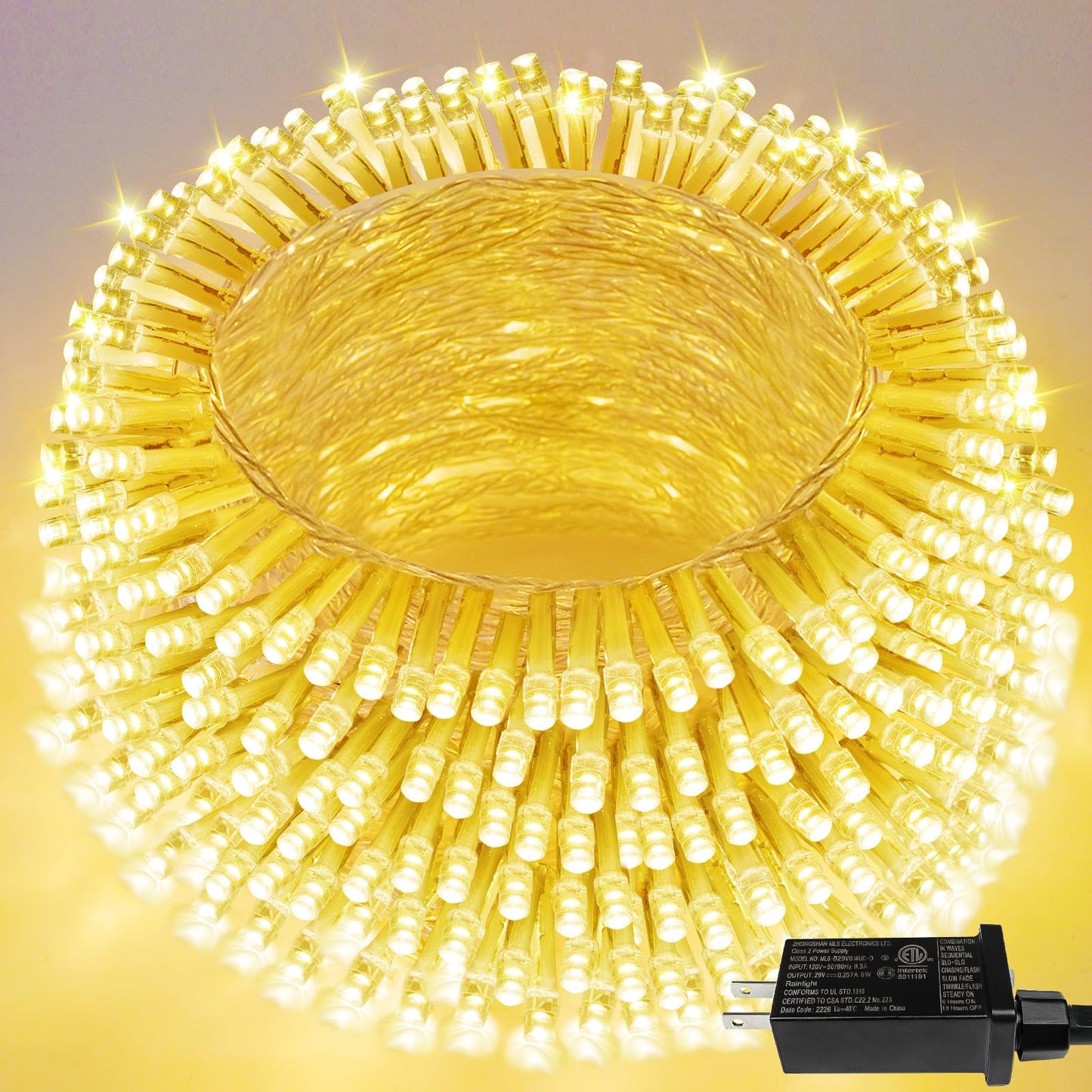 Christmas Lights Indoor Outdoor  Clear Wire 66Ft 200 Led String Lights For Bedroom  13 Modes Twinkle Fairy String Lights For Xmas Tree Wedding Party Bedroom Garden Decorations (Warm White)