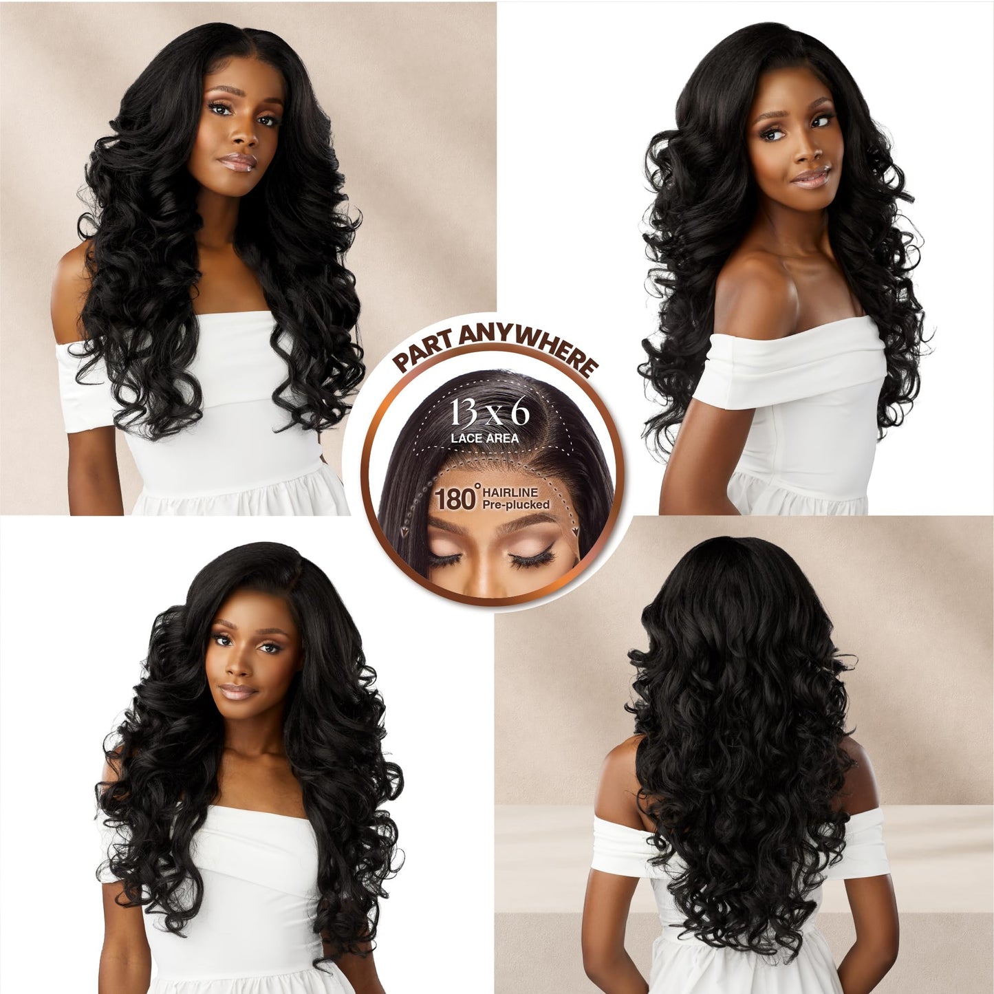 Sensationnel Bare lace 13x6 wigs - unit 15 lacefrontal glueless synthetic 180 degree preplucked hairline (1 JETBLACK)