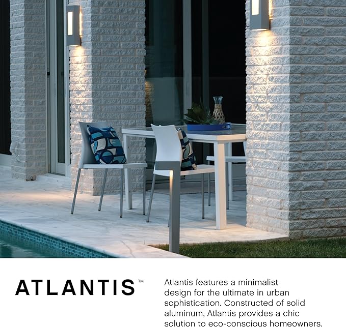 Hinkley Atlantis Extra Small Up/Down Wall Mount Outdoor Lantern - Aluminum, Etched Glass Lens, Integrated LED - Satin Black Finish