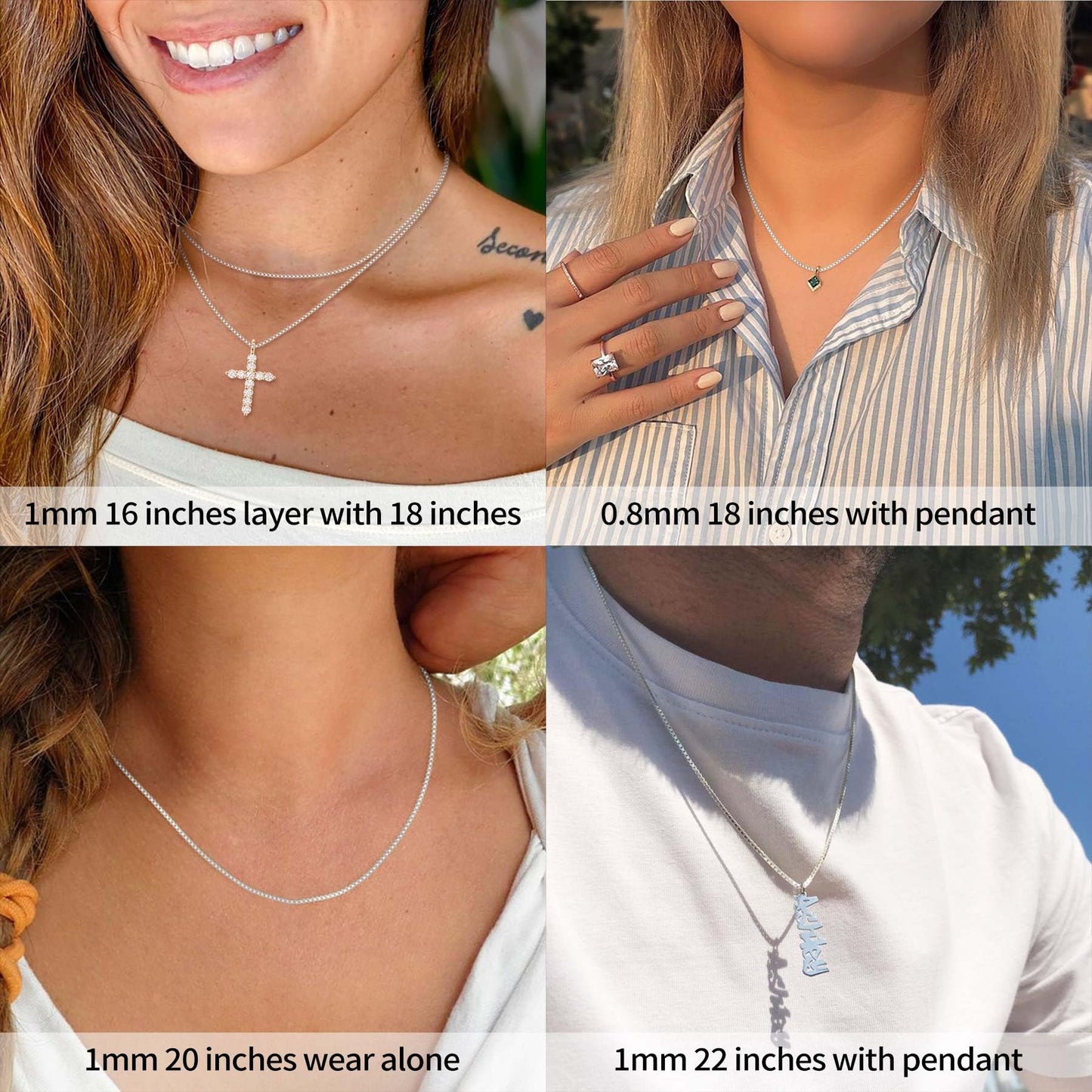 ASHINE Silver Chain Sterling Silver Chain Necklace for Women Silver Necklace Chain Charm Necklace Jewelry Chain Necklace Extende