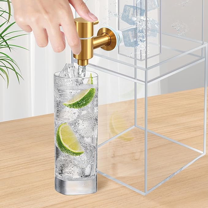 Beverage Dispenser with Stand, 2 Gallon Drink Dispenser, Drink Dispensers for Parties, Individual Ice Container, Acrylic Stand