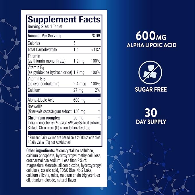 Nervive Advanced Nerve Relief + Mobility, with Alpha Lipoic Acid to Help Reduce Nerve Aches, Weakness, & Discomfort*† and Boswellia to Promote Mobility*, Vitamins B12,B6,B1, 30 Tablets