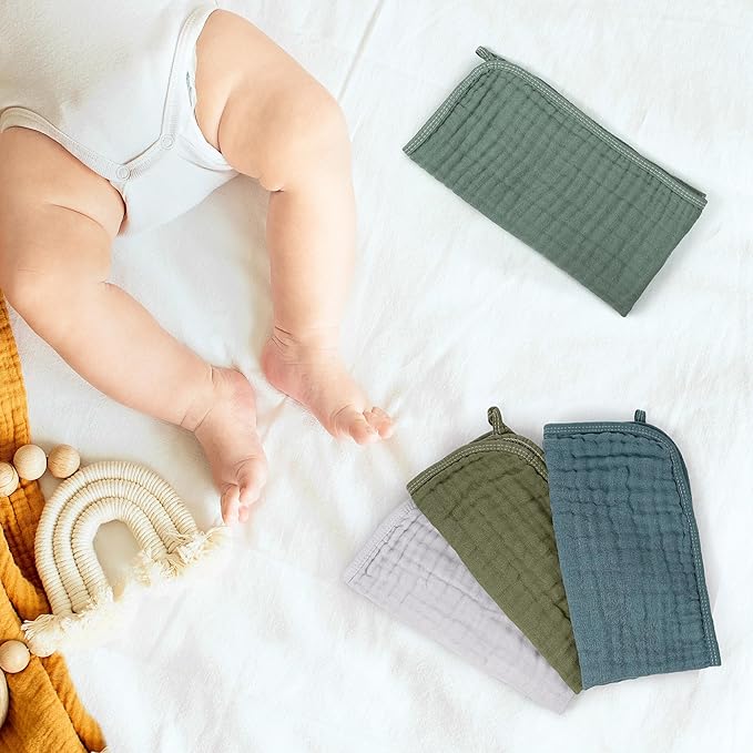 Buryeah Muslin 20 Pcs Burp Cloths Large 20" x 10" 100% Cotton 6 Layers Ultra Absorbent and Soft Hand Washcloths for Baby Drool and Messes Gentle Burp Cloth for Boys & Girls(Dark Colors)