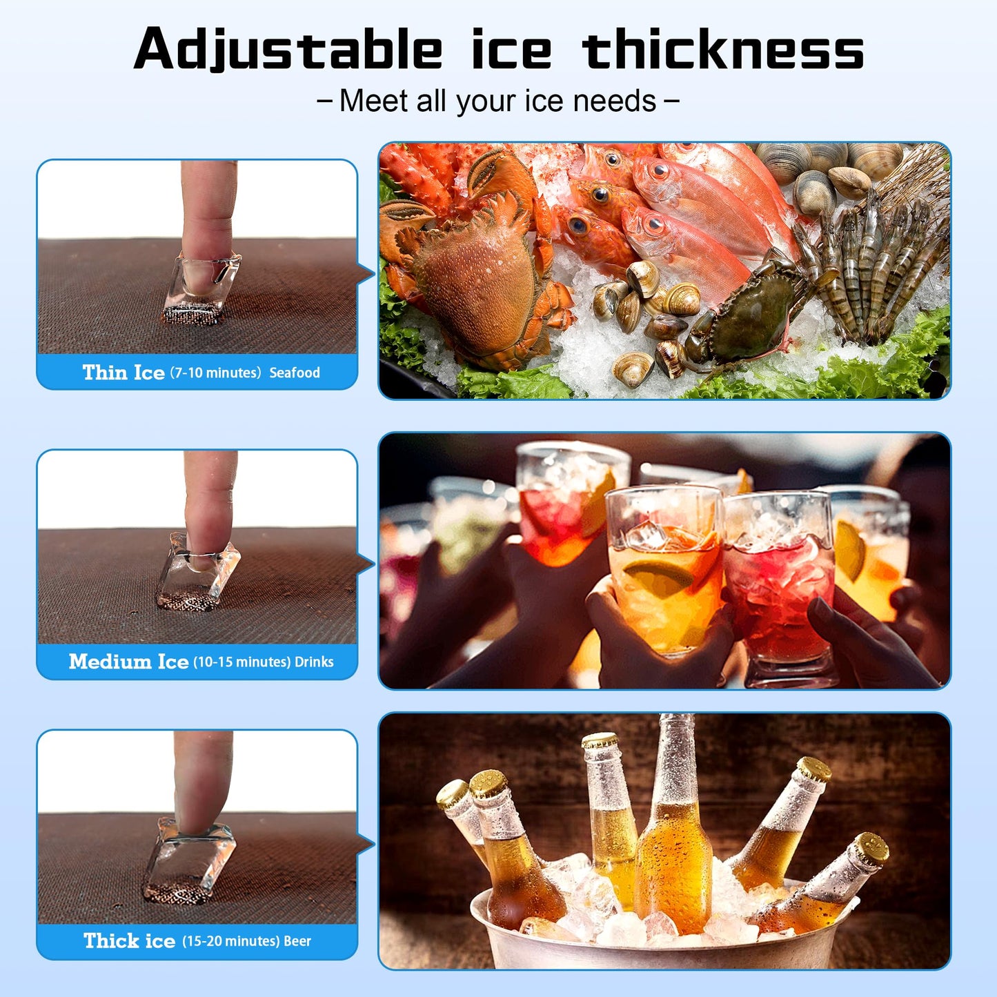 Ice Machine Commercial Ice Maker Machine 120lbs/24H with 22lbs Storage, Stainless Steel Freestanding Ice Machine 40Ice/Cycle 2 Water Inlet Modes, Self-Cleaning Function for Homes Bars Restaurants