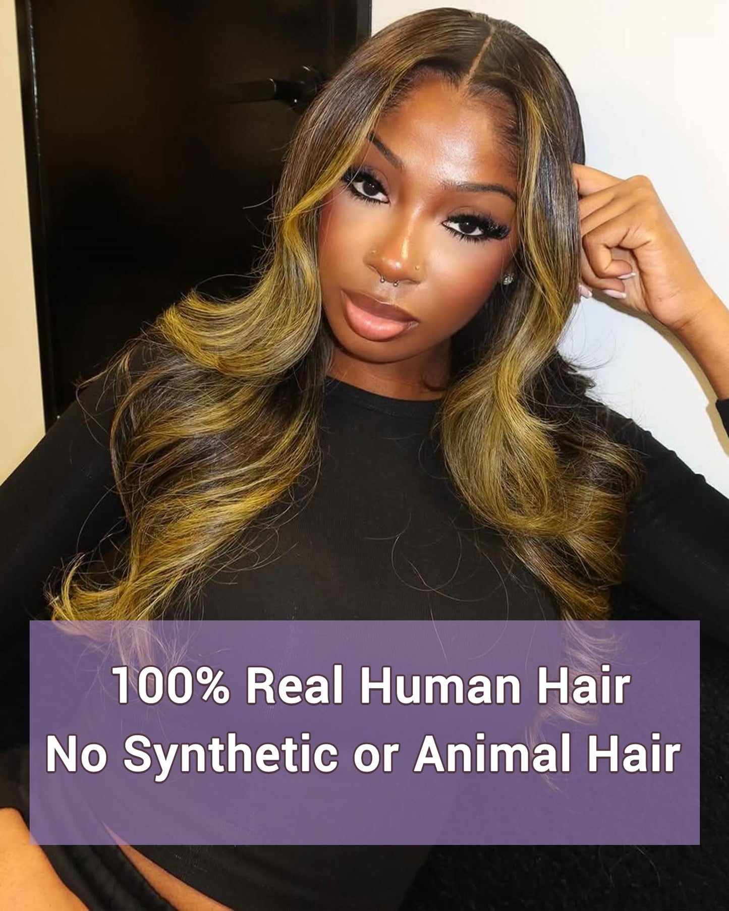 DSEKCAIN Highlight Yellow On Brown Color 2x6 HD Lace Closure Human Hair Body Wave Transparent Lace Closure 2x6 Long Middle Part