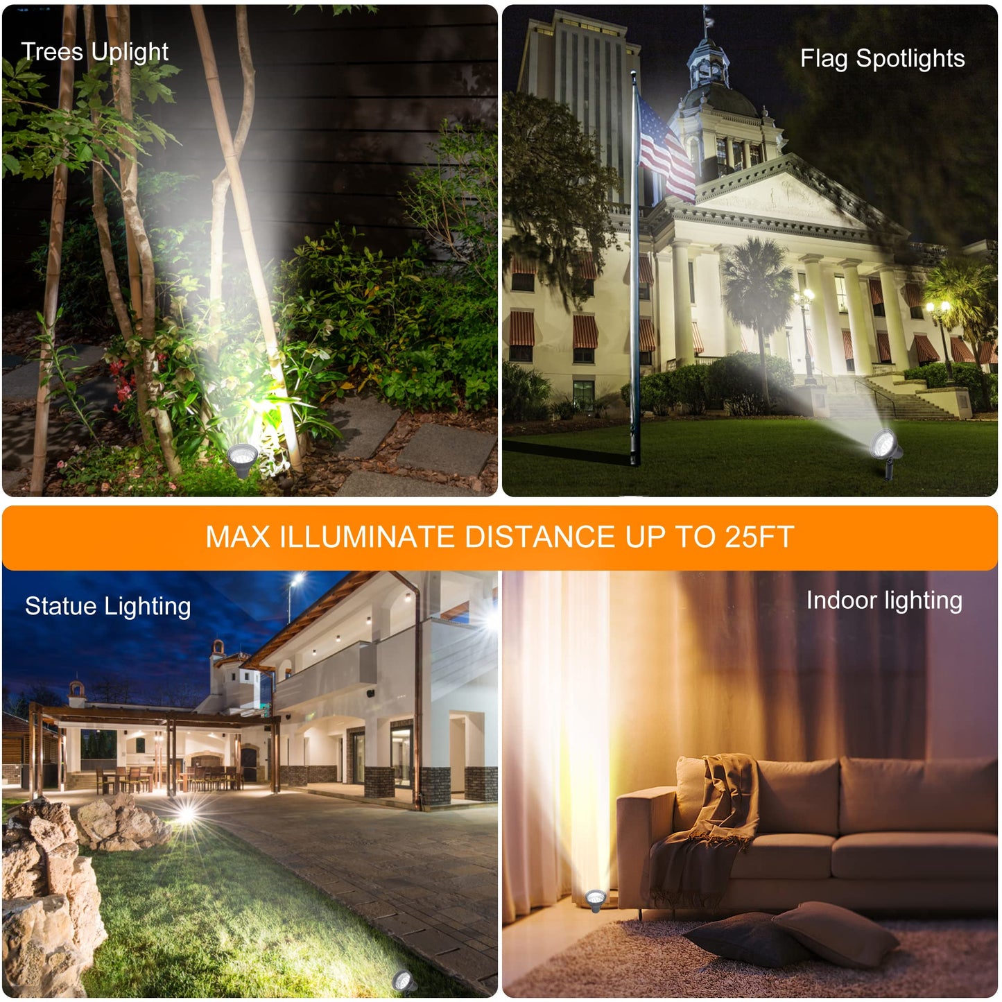 Sunlong Solar Spotlights - Waterproof Led Security Light, 1X Spot, White, Model Rls015, Automatically Activates At Dusk To Dawn