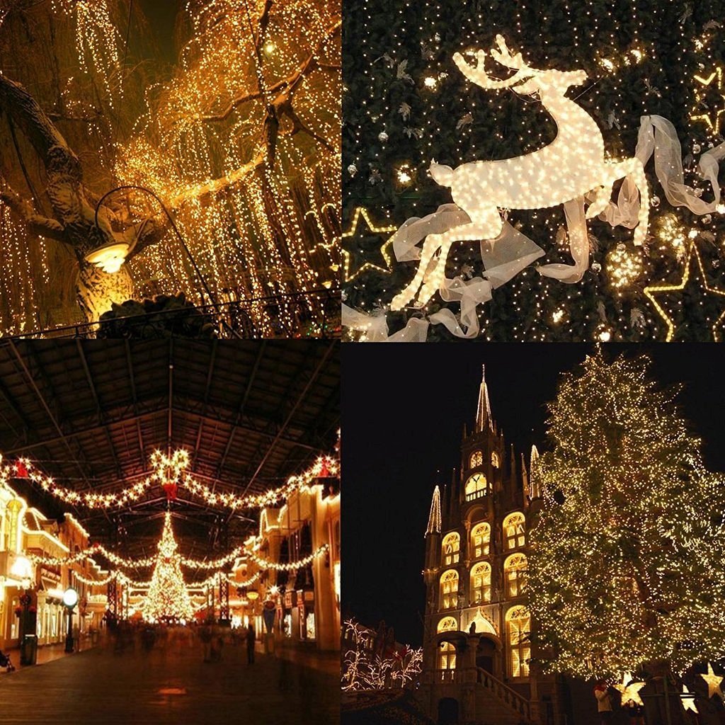 Fullbell 33Ft Outdoor Fairy String Lights, 100 Led Warm White, Plastic, Extendable, Model Fledtksl10Mww-Ww