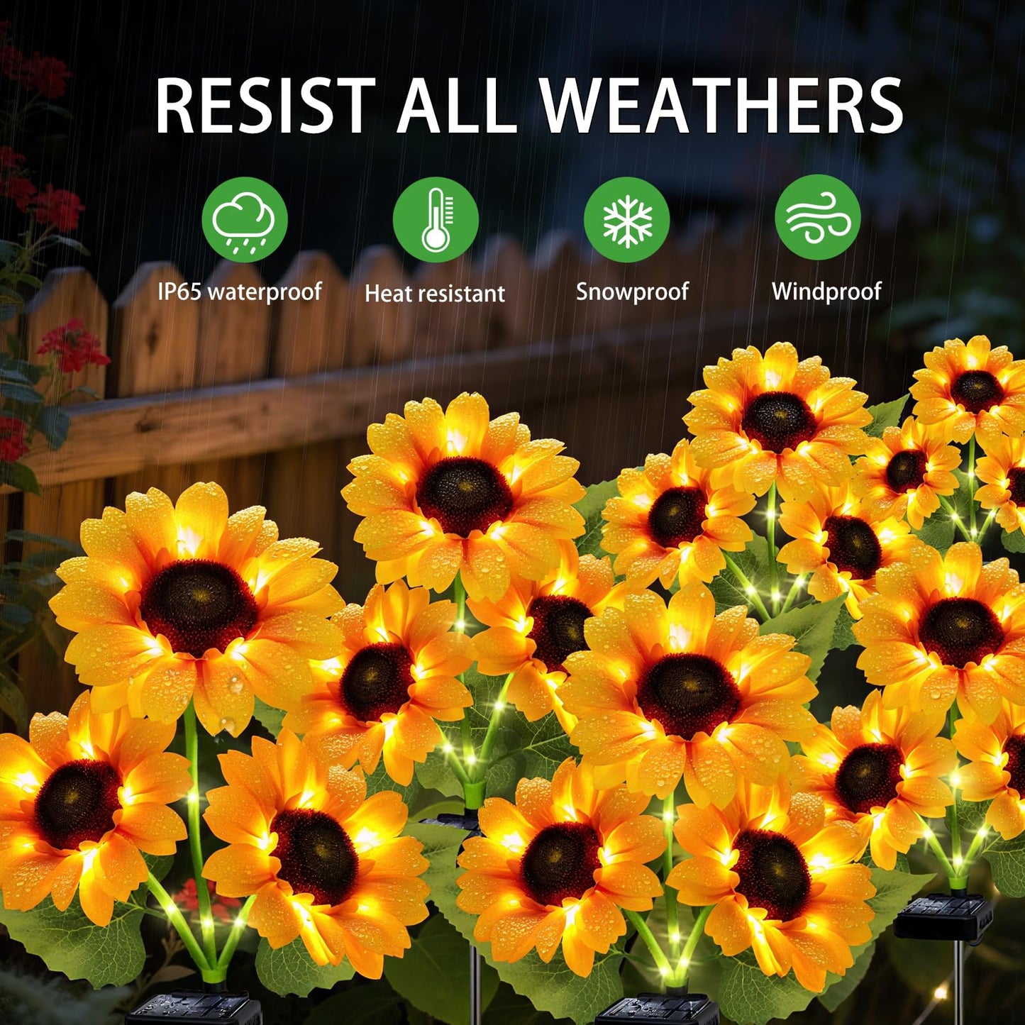 Solar Garden Lights Outdoor  3 Pack Sunflower Lights With 9 Large Sunflower  Waterproof Garden Decor  Birthday Gifts For Mom Grandma  Decorative Solar Flowers For Pathway Patio Yard Fall Decorations