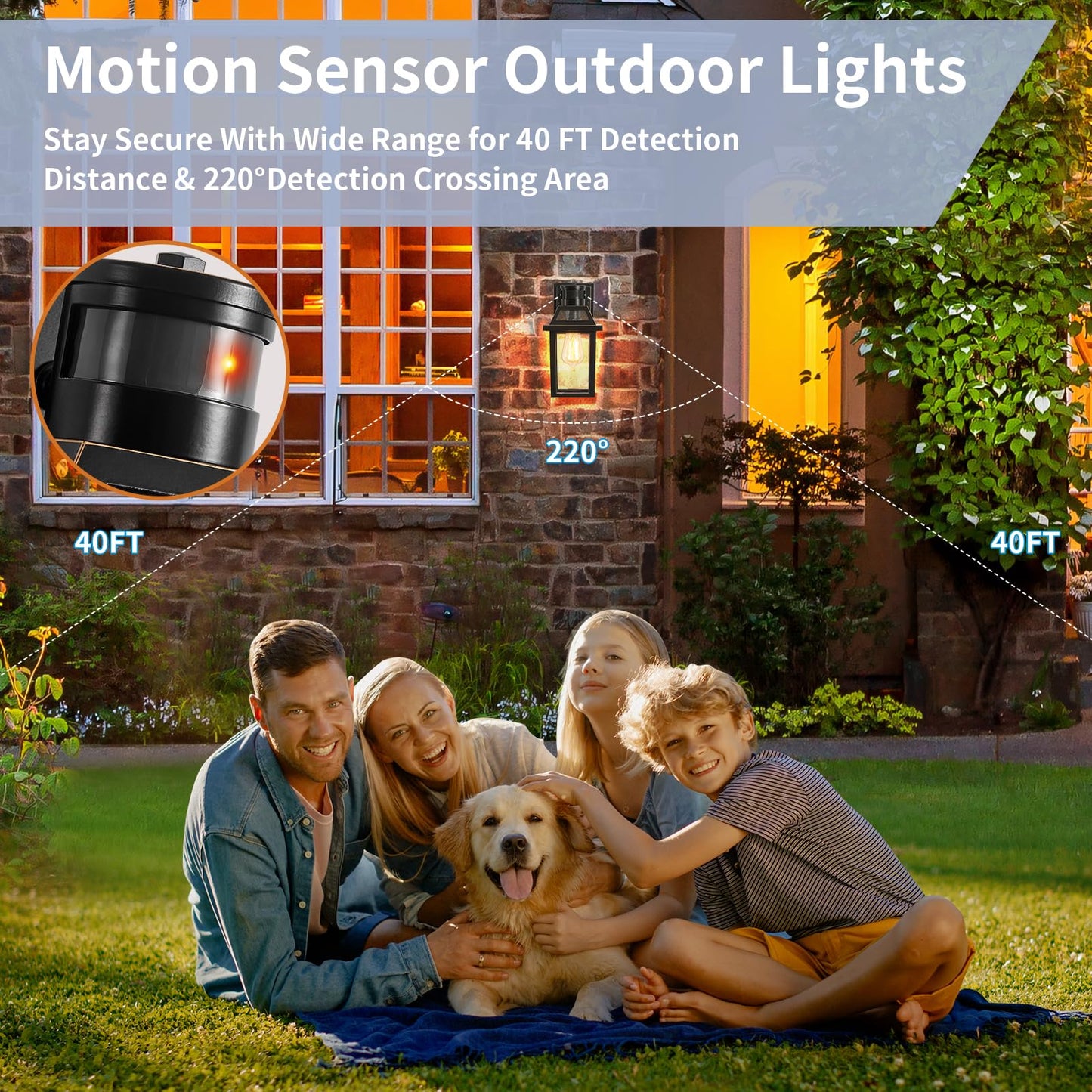 Motion Sensor Outdoor Wall Lights  Porch Light Outdoor 3 Lighting Modes  Dusk To Dawn Exterior Light Fixture  Waterproof  Outside Lights For House Front Door Patio Garage 2 Pack (Black)