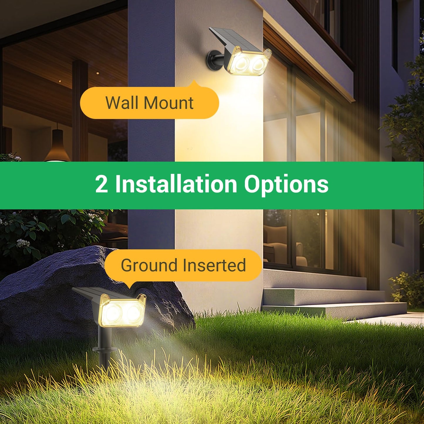 Wdtpro Upgraded Solar Spot Lights Outdoor  Solar Lights Outdoor Waterproof  30H+ Runtime Spotlights  Auto On/Off  Dusk To Dawn Lighting For Yard Patio Garden Pathway Landscape 2P  Warm White