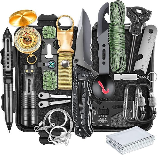 Survival Kit, Gifts for Men Dad Husband, Emergency Survival Gear and Equipment 19 in 1, Fishing Hunting Birthday for Men, ...
