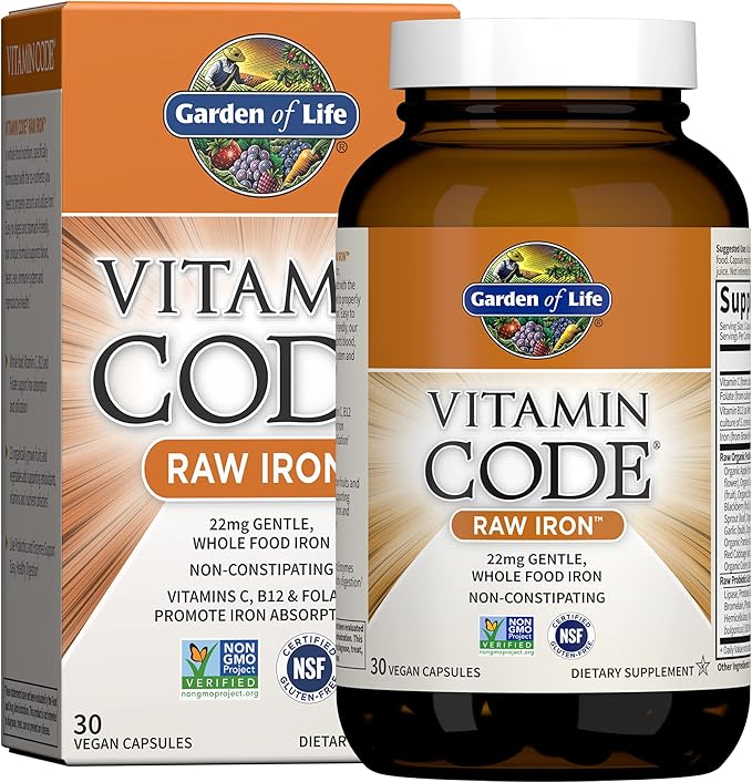 Garden of Life Vitamin Code Raw Iron 30ct Capsules & D3 - Vitamin Code Whole Food Raw D3 Vitamin Supplement, 2000 Iu