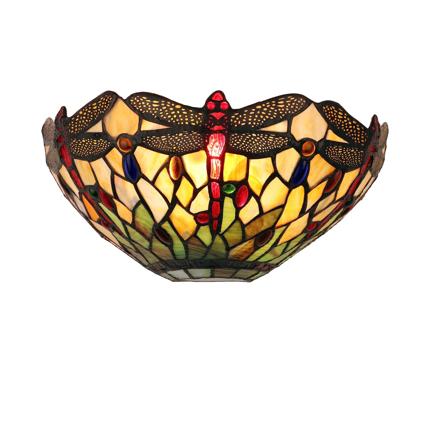 Chloe Lighting ANISOPTERA Dragonfly Wall Sconce 1-Light Black Finish 12in Wide Multicolor Glass Model CH32825DB12-WS1