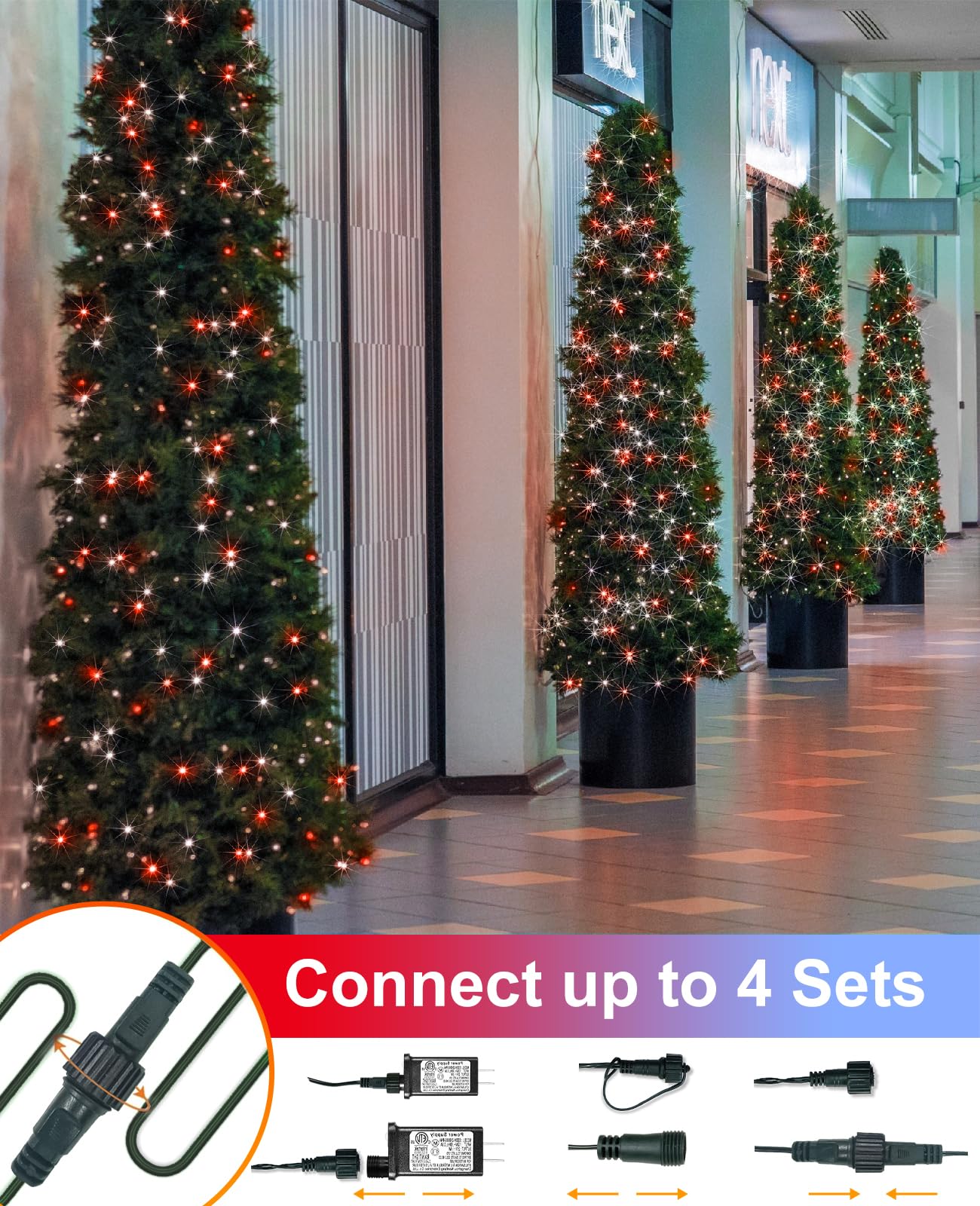 Red White Christmas Lights Outdoor  80Ft 240 Led Christmas Tree Lights Waterproof Plug In  8 Modes Connectable Christmas Decorations Green Wire For Indoor Bedroom Xmas Patio Party