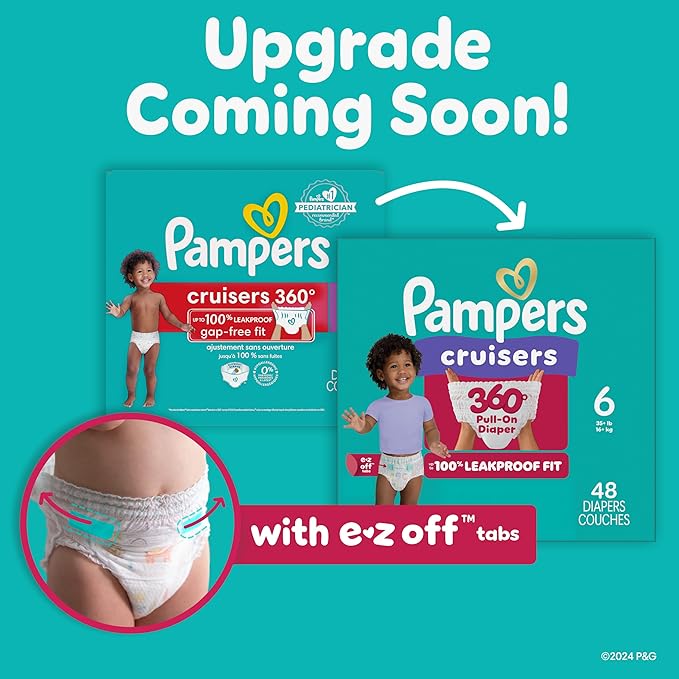 Pampers Diapers - Cruisers 360 - Size 4, 21 Count, Babyproof up to 100% Leakproof Pull-On Diaper (Packaging May Vary)