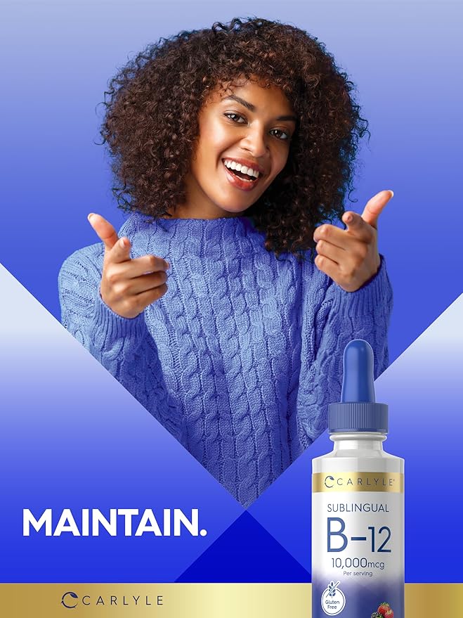Carlyle Vitamin B12 Sublingual | 10,000mcg | 2 fl oz | Vegetarian, Non-GMO, Gluten Free Liquid Drops