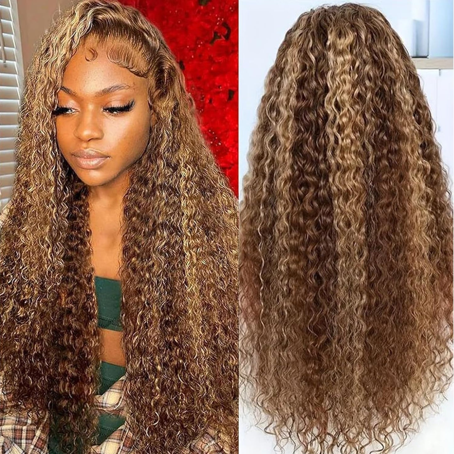5x5 Hd Lace Closure Wigs Human Hair Highlight Deep Wave Closure Wigs Human Hair for Women Honey Blonde Wig Human Hair Pre Plucke