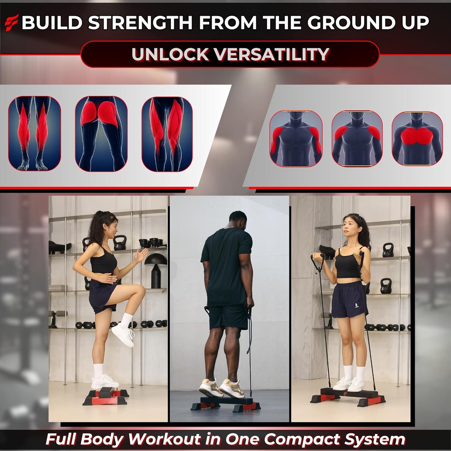 Pro Adjustable Calf Raise Block – Versatile Workout Platform for Calves, Legs & Upper Body – Raises, Squats, Stretches – Anti-Slip Bar, Band Compatible – Home Gym Equipment