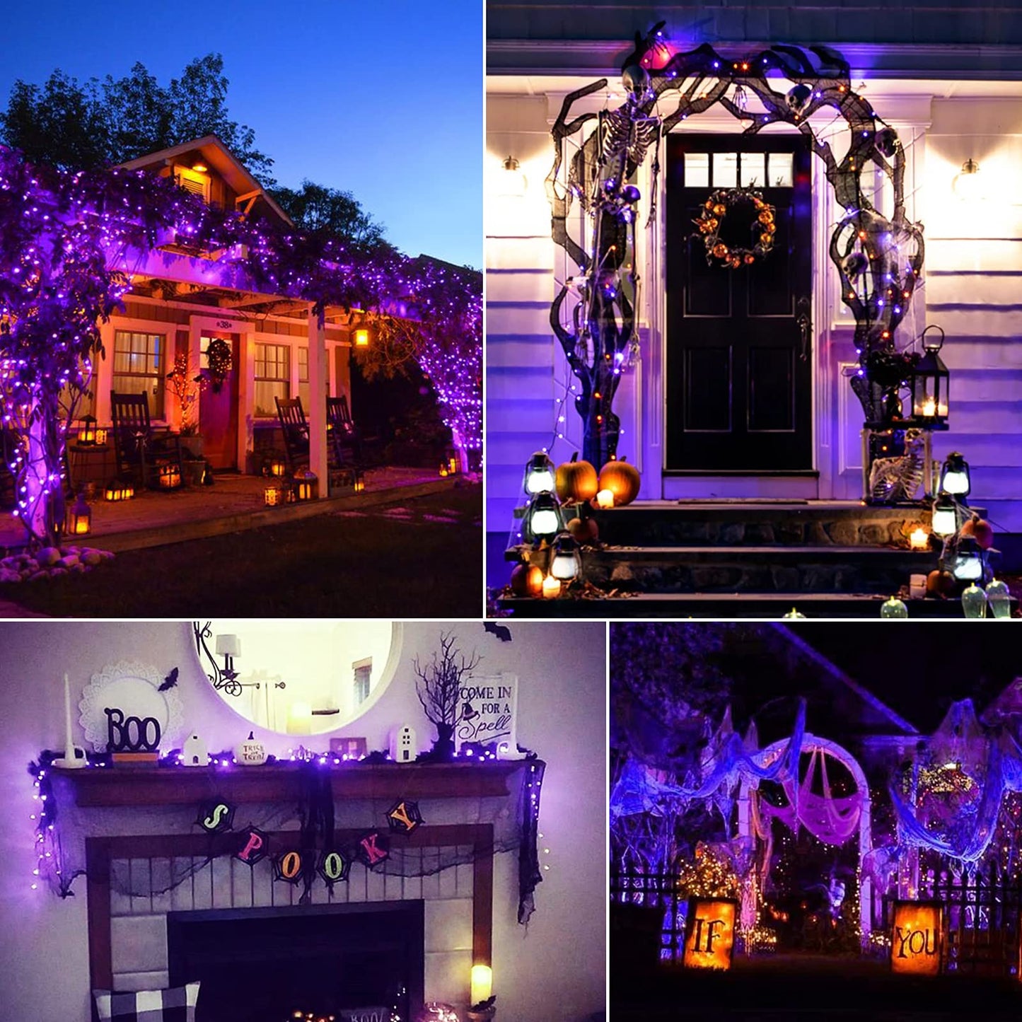 Purple Led Outdoor Halloween Lights  39Feet 100 Led Mini Lights With 8 Lighting Modes  Connectable Halloween String Light Plug In For Garden Patio Party Haunted House Ghost Holiday Lighting Decoration