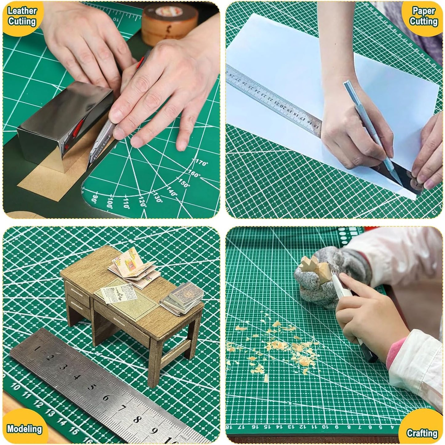 2 PCS Self Healing Cutting Mat 12" x 18": Sewing Rotary Cutting Mat for Crafts and Fabric Sewing Scrapbooking Quilting and Precision Cutting (2, Green)