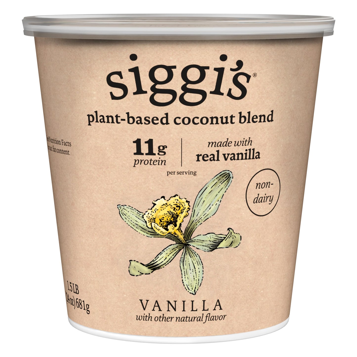 siggis Plant-Based Coconut Blend, Vanilla - Dairy Free Snack, More Protein Than Sugar, Blue, 24 Oz