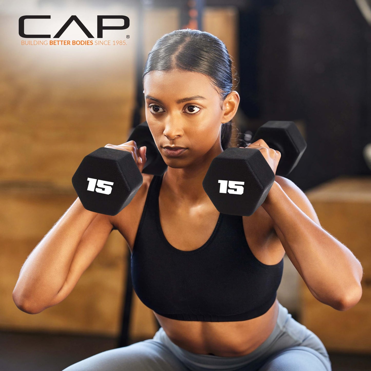 CAP Barbell 3 LB Neoprene Dumbbell Hand Weights - Pair | Black