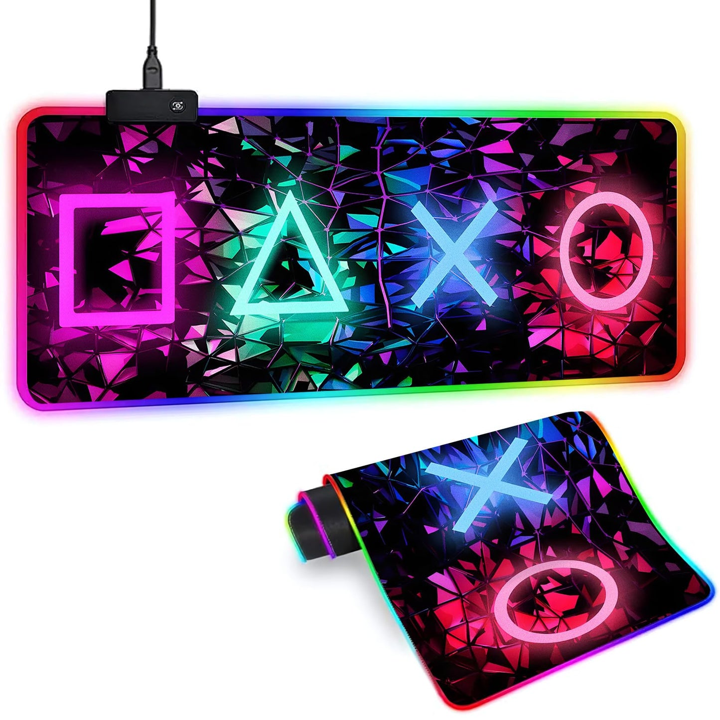 Sbarklo XL RGB Gaming Mouse Pad with 14 Light Modes - Light Up Gamer Mouse Pad,31.5 x 11.8in Non-Slip 4 Keys Style Led Large Gamer Mousepad, Black Long Glowing Gaming Accessories for Desk, Waterproof