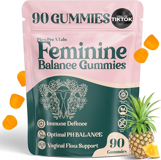 Premium Feminine Balance Gummies for Women’s - Hawaiian Pineapple Gummies for Women pH, 4-in-1 Benefits Includes pH Balance, Healthy Odor, Flora and Immune Support -90 Count (Vegan & Gluten-Free)