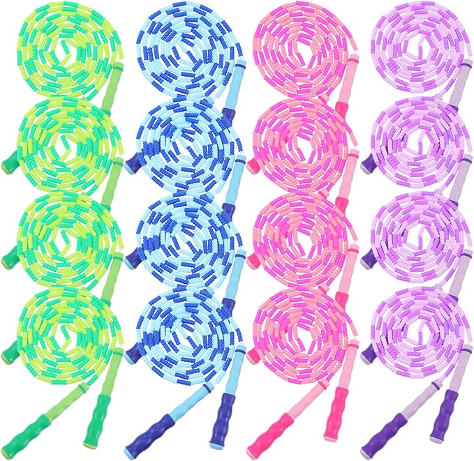 16 Pack Jump Ropes for Adults Kids, 9.2 Feet Adjustable Length Free Segmented Skipping Rope Bulk Soft Beaded Jumping Ropes...