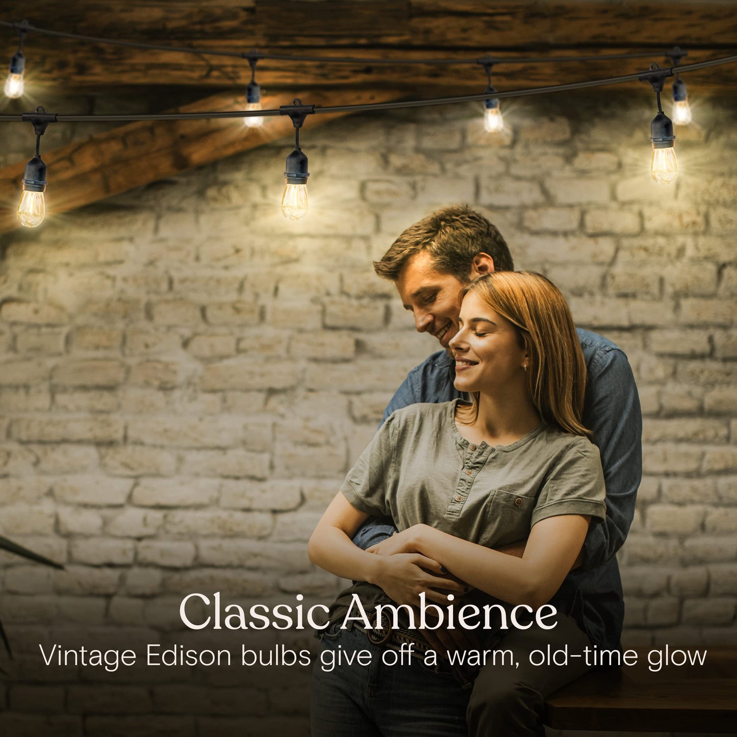 Brightech Ambience Pro Led String Lights, 24 Ft, 7 Dimmable Vintage Edison Bulbs, Black, Waterproof, Commercial Grade For Outdoor Use