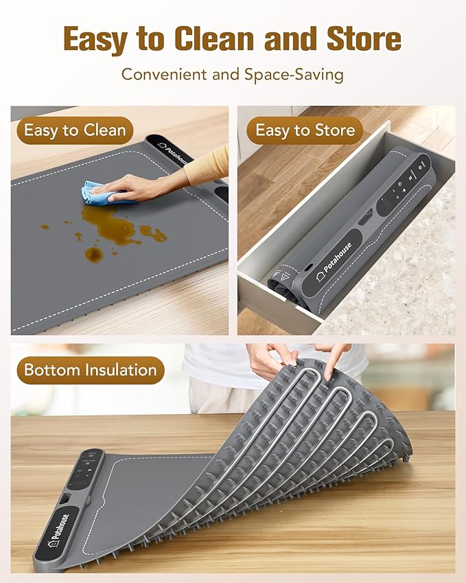 Food Warming Mat, 5s Fast Heating,Electric Warming Tray with 7 Temp 8 Timer Settings,Rollable & Portable Food Warmer for Parties,Buffet,Home and Travel Use, 23"x15"