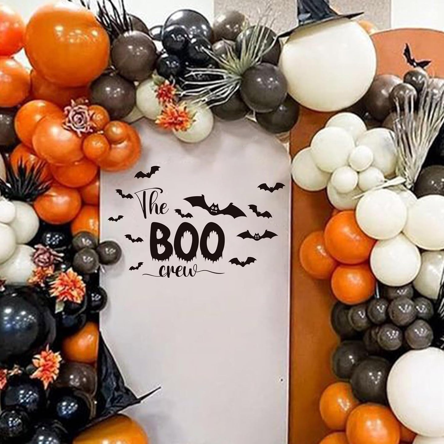 The Boo Crew Halloween Decal - Halloween Theme Party Decoration Supplies Stickers, Bat Wall Stickers, Bat Sign Balloon Arch, Party Backdrop, Room, Living Room Decoration Wall Decal