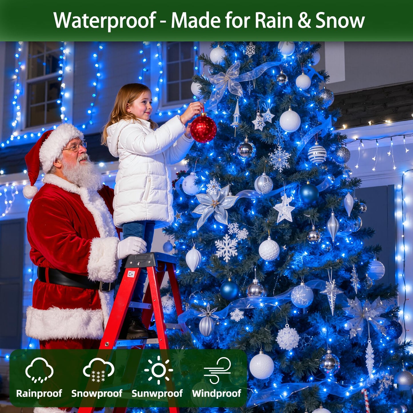 Quhuatu 1500 Led 470Ft Christmas Lights Outdoor 12 Lighting Modes Christmas String Lights With Timer  Dimmable Blueled Stringlightswaterproof For Yard Tree Wedding Party Holiday Decor Blue