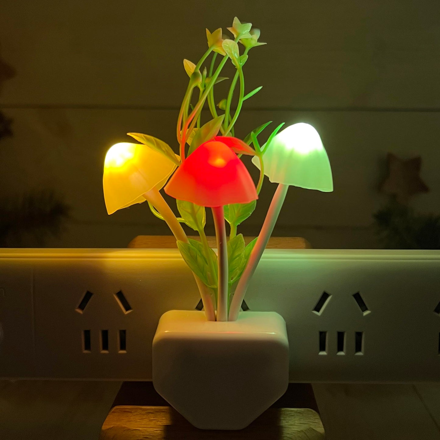 Zezhou Smart Sensor Led Night Lights 2 Pack  7 Color Changing W/Dusk To Dawn Sensor Auto On/Off Mushroom Dream Bed Nightlight  0.6W Plug-In Wall Lamp  Gift Ideal For Nursery Baby Kids Children mature-themeds