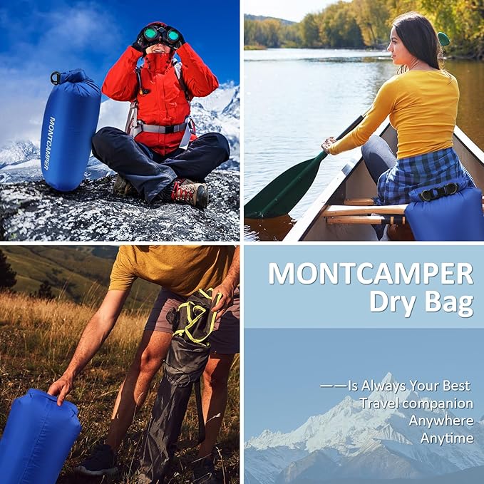 2-pack 30D Nylon Waterproof Dry Bag-Portable Storage Sack for Kayaking, Hiking and Rafting-Roll Top Closure-Float on Water(5L/20L,Blue)