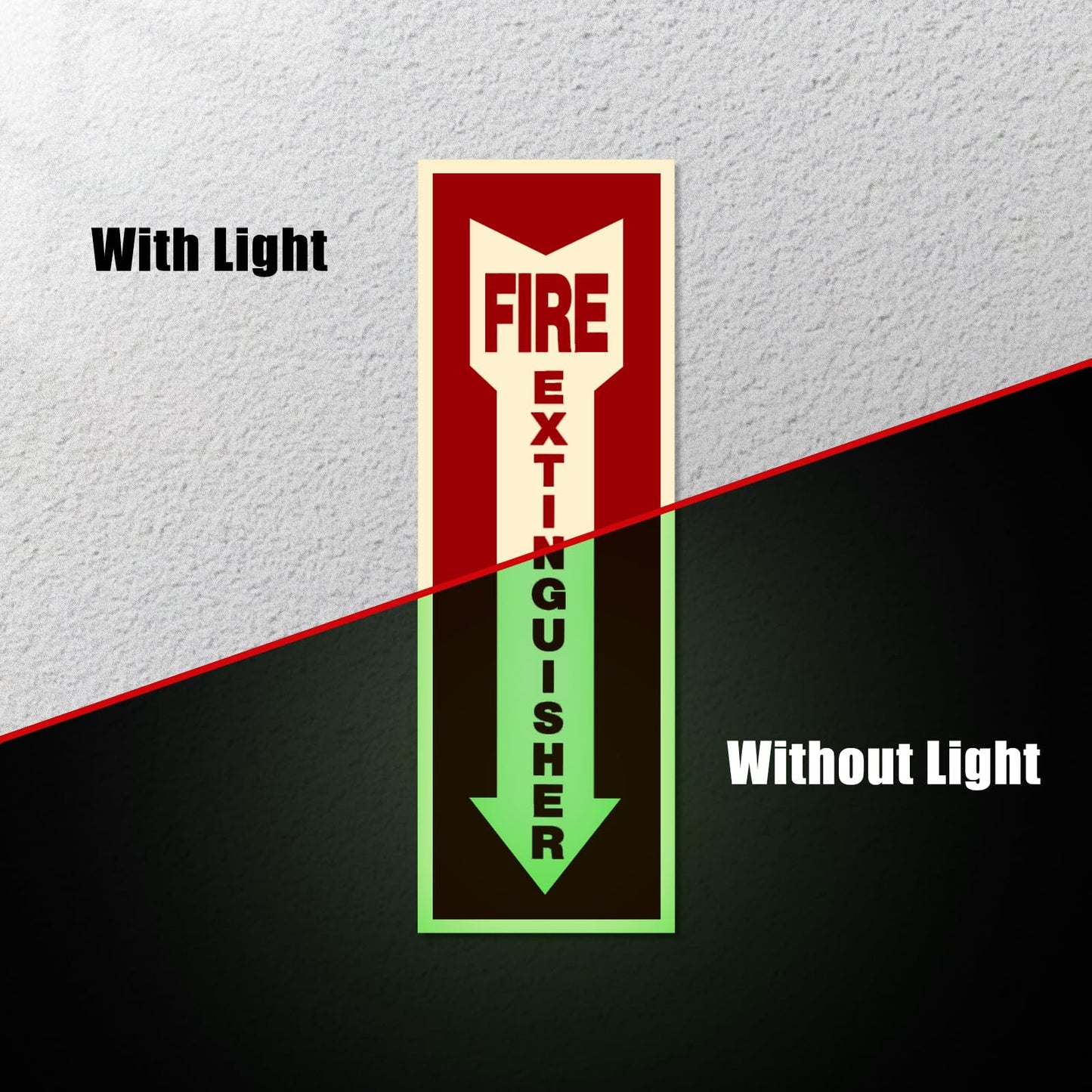 Fire Extinguisher Signs,Safety Sign Sticker glow in the dark 12 Pack 4" X 12" Durable Self Adhesive, Waterproof and UV Protected,for Home, Office or Boat