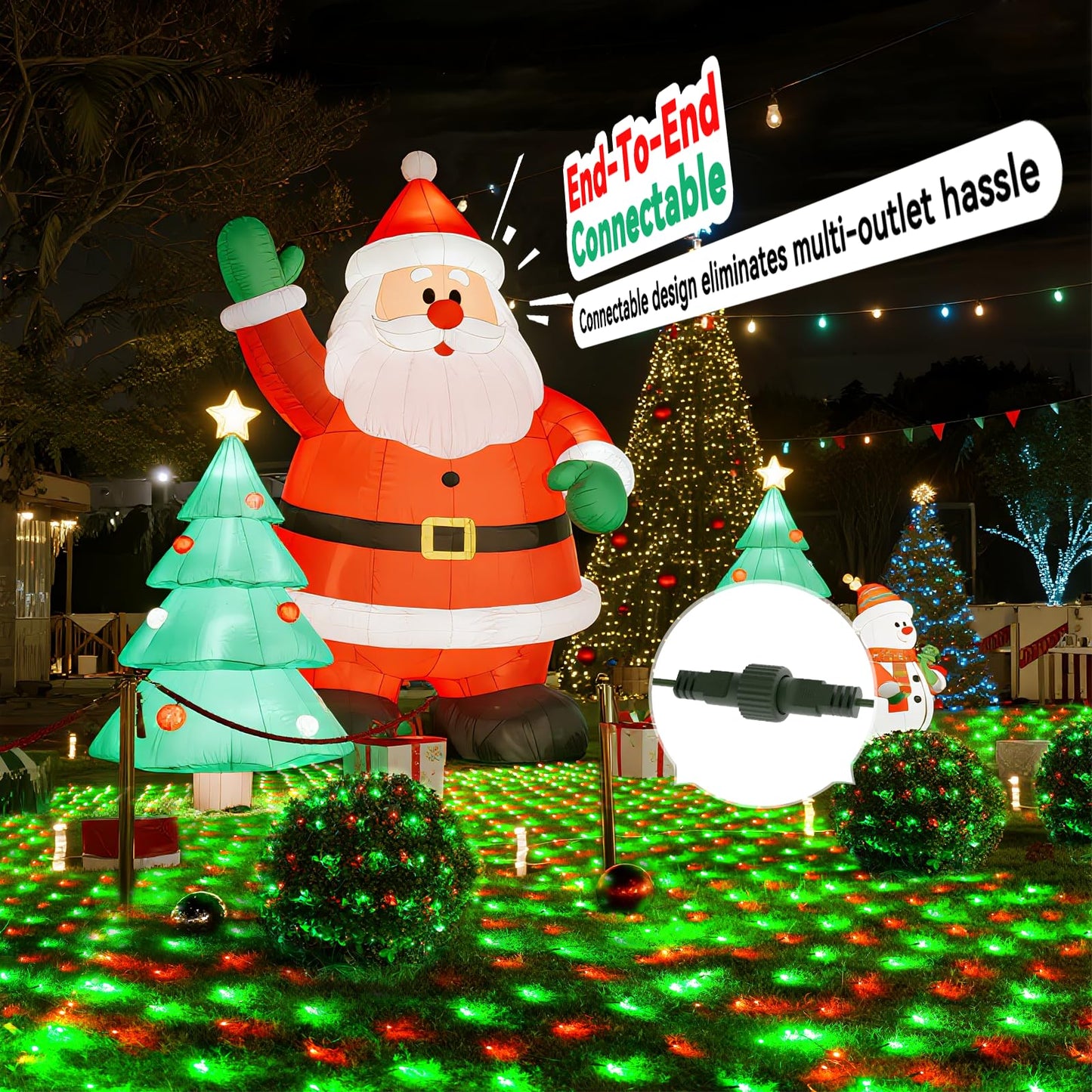 Lithome 14.8Ft X 5Ft Christmas Net Lights Outdoor  300 Led Red Green Bush Lights With 8 Modes  Connectable Waterproof Net Mesh Light Dark Green Wire For Bushes Shrubs Outdoor Christmas Holiday Decor