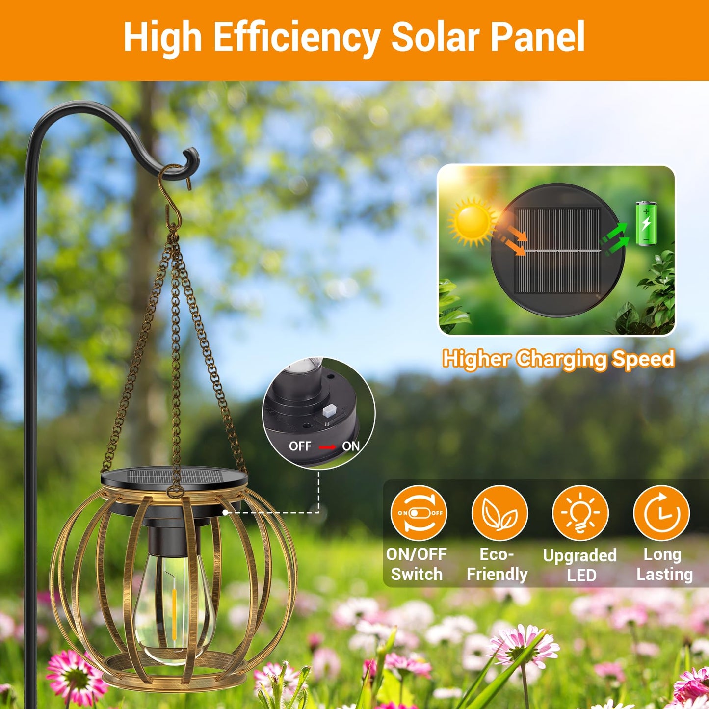 KOOPER Solar Lanterns Outdoor 4 Pack Bronze Metal Waterproof Hanging Lights TLL005