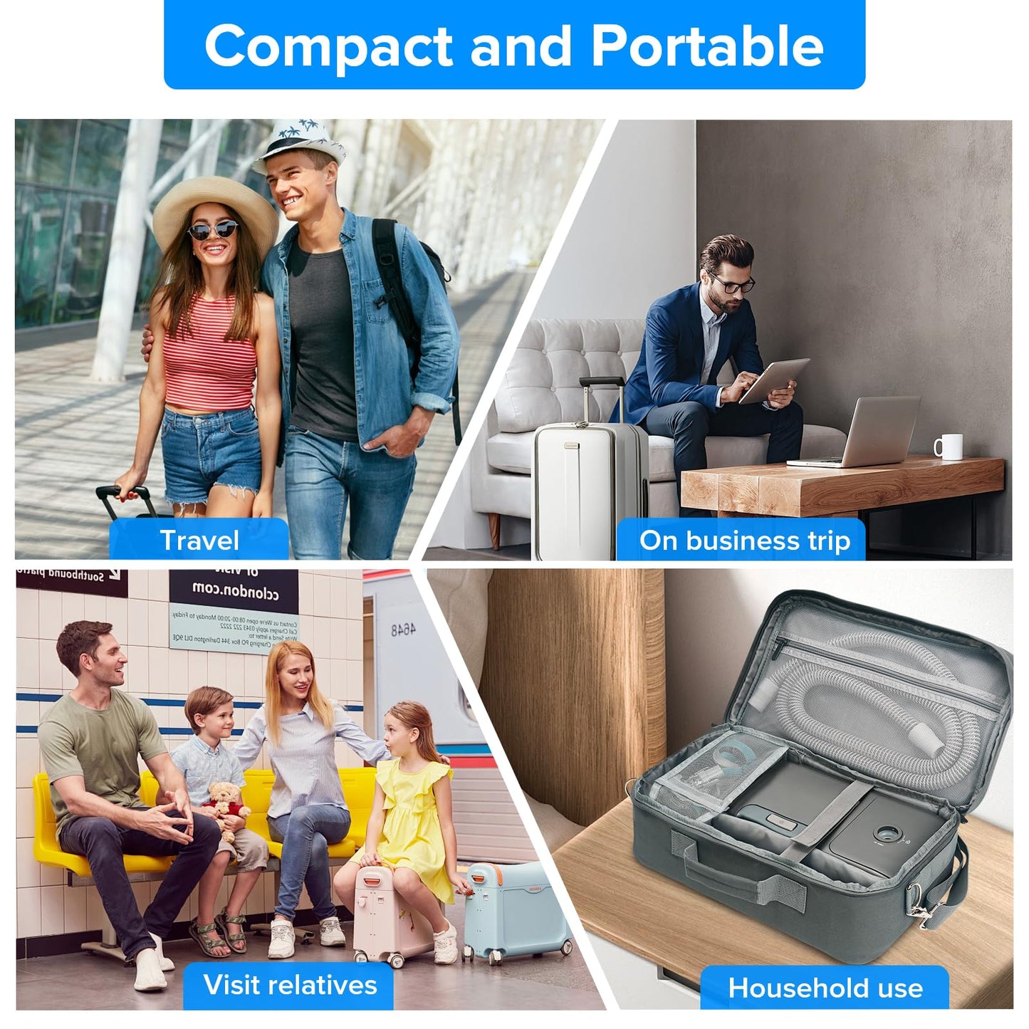 EonRivet Premium CPAP Travel Bag - Universal CPAP Carrying Case for ResMed AirSense 11/10, 3B Medical & Most Travel CPAP Machines - Durable, Lightweight, TSA-Friendly CPAP Storage & Backpack Option