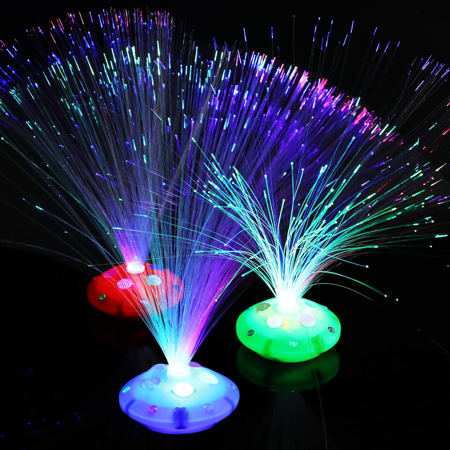 Retisee 12 Pcs Fiber Optic Lamp Multicolored Centerpiece Optic Lights Battery Powered with Cone Base Illuminated Crystals for Room Wedding Holiday Tables Disco Party