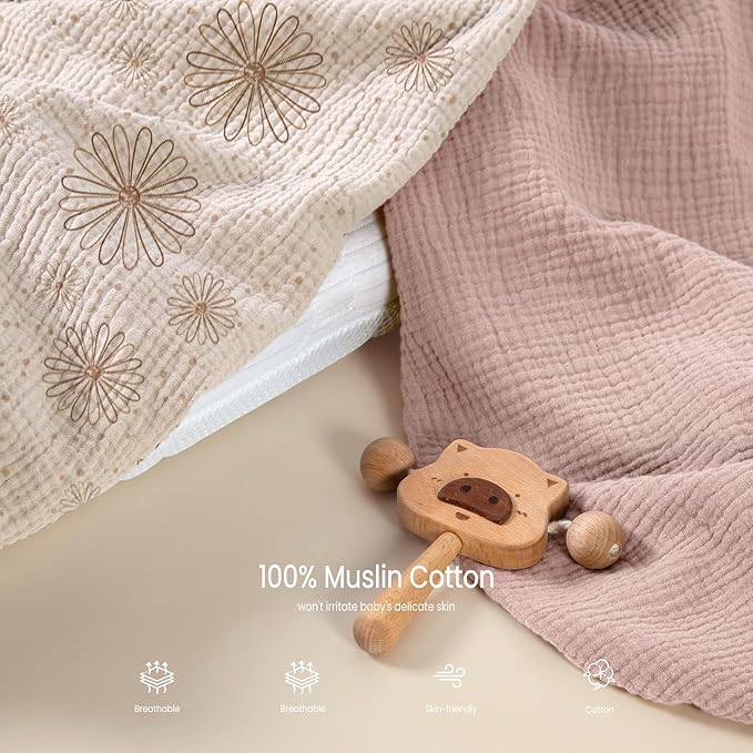 lulumoon Muslin Bassinet Sheets Baby: Cotton Bedside Sleeper Bassinet Sheets Fitted for MiClassic & Milliard Bassinet