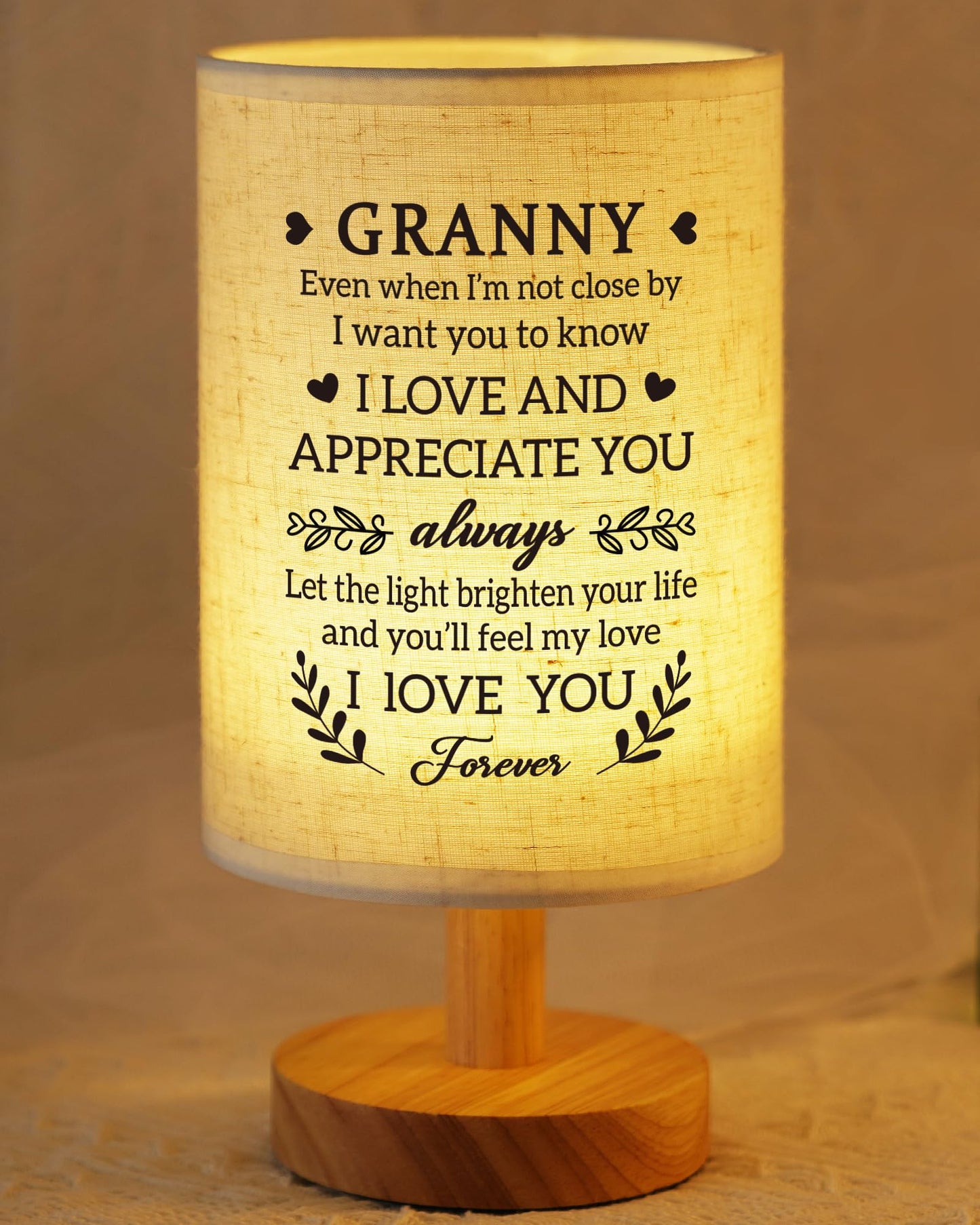 SUEHHYY Granny Gifts from Grandkids, Fabric Bedside Table Lamp Presents, Birthday Valentines Mothers Day Christmas Gifts for Gra