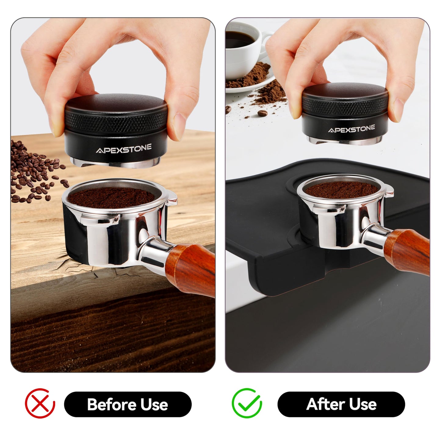 Apexstone Silicone Coffee Tamper Mat 8 Inch X 6 Inch, Espresso Silicone Mat, Espresso Tamper Mat, Coffee Tamp Mat
