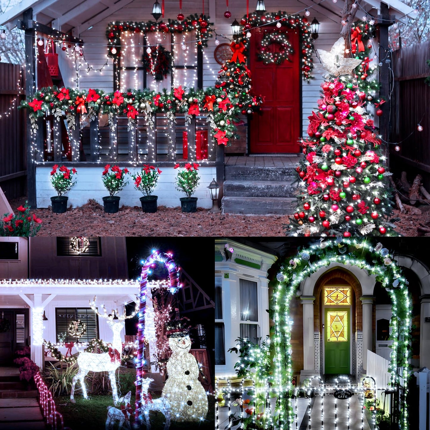 Xurisen 403Ft Christmas Lights, 1000 Led Cool White String Lights, 8 Modes, Memory Timer, Green Wire, Perfect For Home & Events