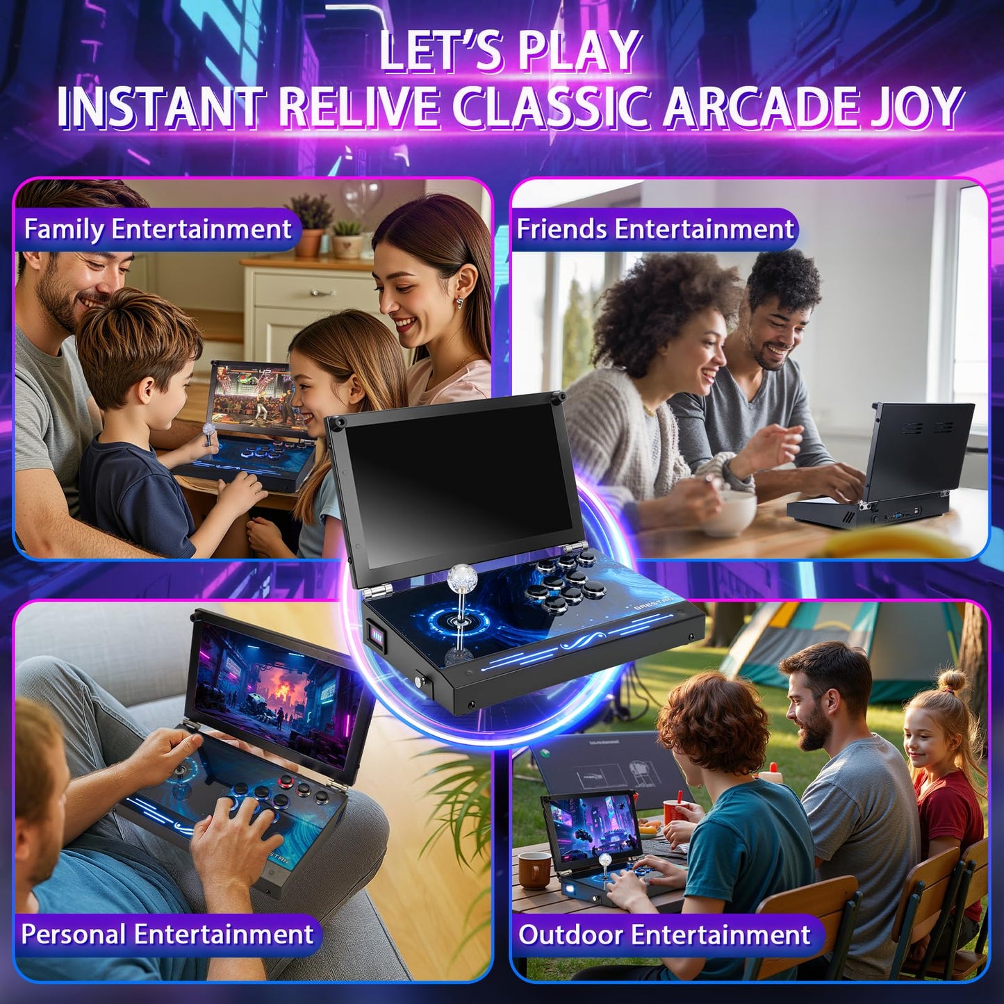2025 Upgraded Portable Arcade Machine Pandora Box - 2D3D Retro Gaming Console, 8000mAh Battery, Includes Extra Gamepad, Plug & Play Console with Search/Hide/Save/Load/Pause Functions